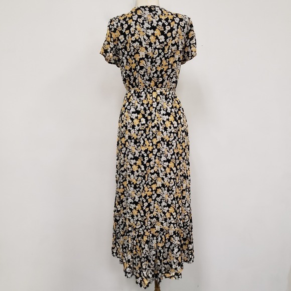 Abercrombie & Fitch Women Boho Floral Gauze High Low Midi Dress Size S Tie Front - Picture 2 of 12